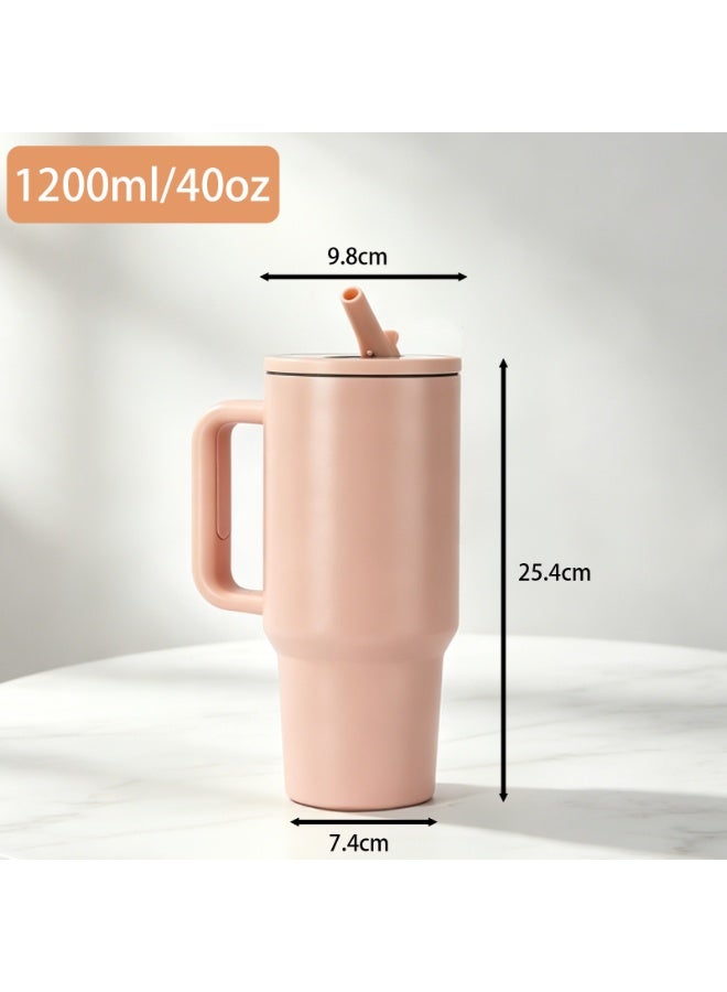 VTERLY 40oz Tumbler with Handle and Straw Lid, Insulated Stainless Steel Water Bottle, Reusable Leak Proof Travel Mug for Hot & Cold Drinks, BPA Free Car Cup for Coffee, Iced Tea, Smoothie, Camping, Hiking - Image 2