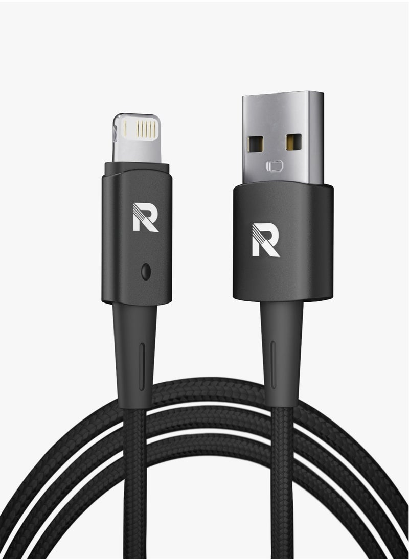RAFFAE USB to Lightning Cable, Supers Fast Charging Braided Cable 2.4A Quick Charge Compatible for iPhone 14/14pro/14pro Max/13/12/11 - Black  - Image 1