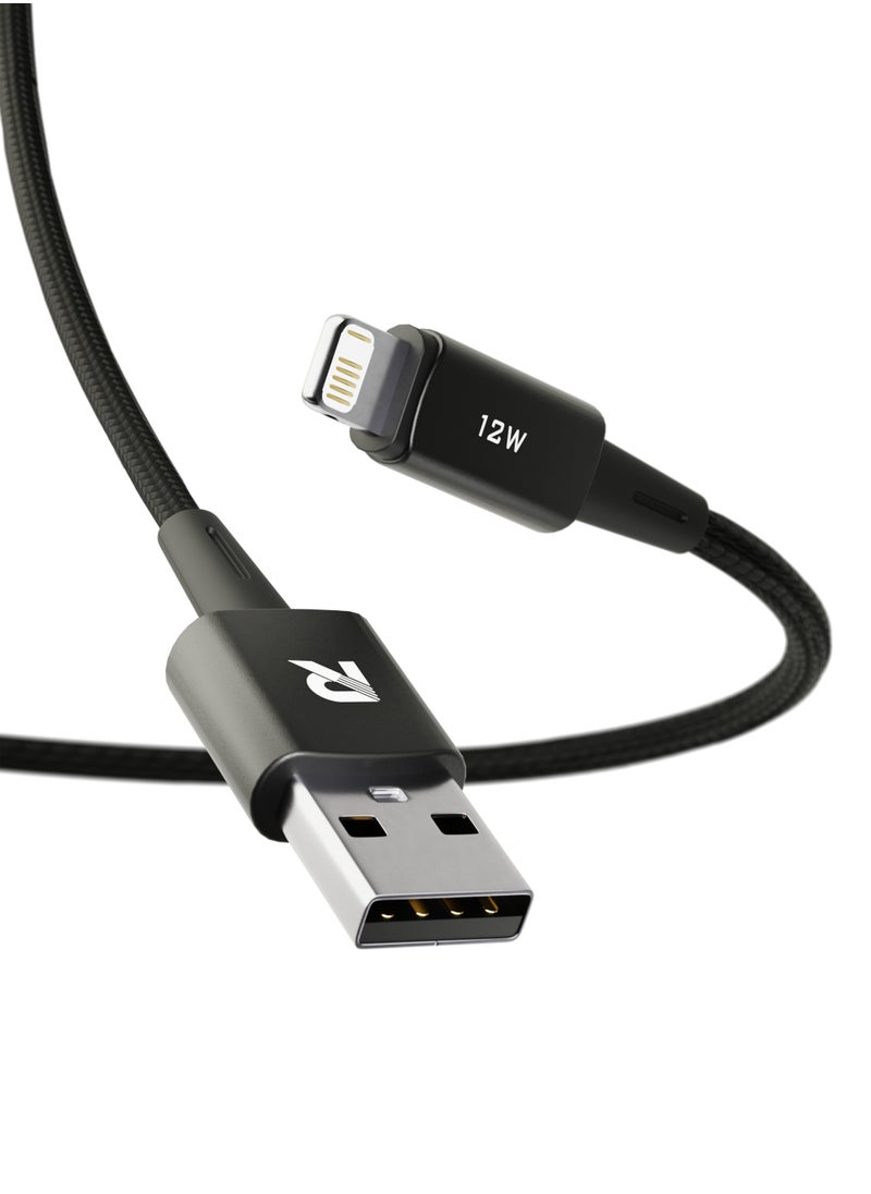 RAFFAE USB to Lightning Cable, Supers Fast Charging Braided Cable 2.4A Quick Charge Compatible for iPhone 14/14pro/14pro Max/13/12/11 - Black  - Image 2