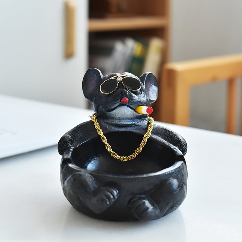 Cartoon Animal Ashtray Household Innovative Decorative Bully Dog Ashtray for Living Room Black - Image 2