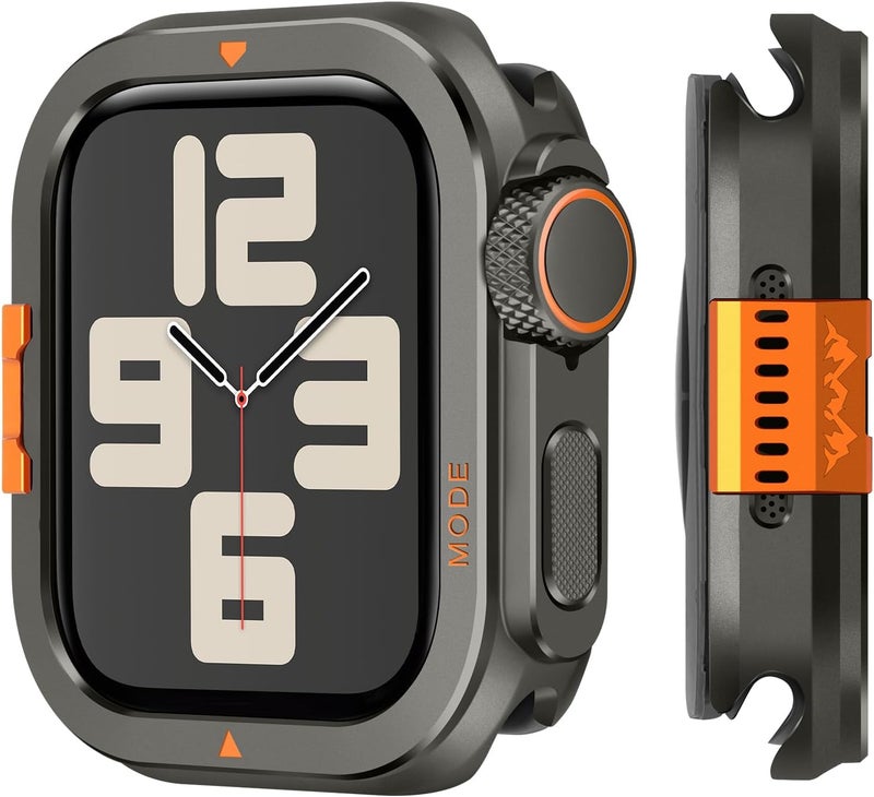 Suphart Metal Bumper Cover Compatible with Apple Watch Series 6/5/4/SE Case, [Turn 44mm into Ultra Look] Rugged Shockproof Protector with Back Frame for iWatch 44mm, Graphite Gulf user preference oriented build - Image 1