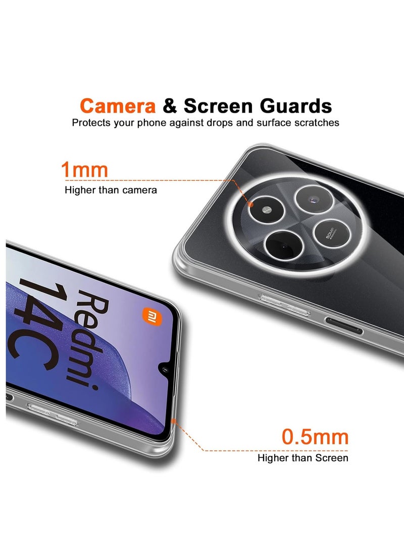 Case for Xiaomi Poco C75/Redmi 14C/Redmi A4, TPU Case Scratch-Resistant Soft Ultra Thin Transparent Bumper Scratch-Resistant Shockproof Back Cover Mobile Phone Case, Transparent TPU Protective