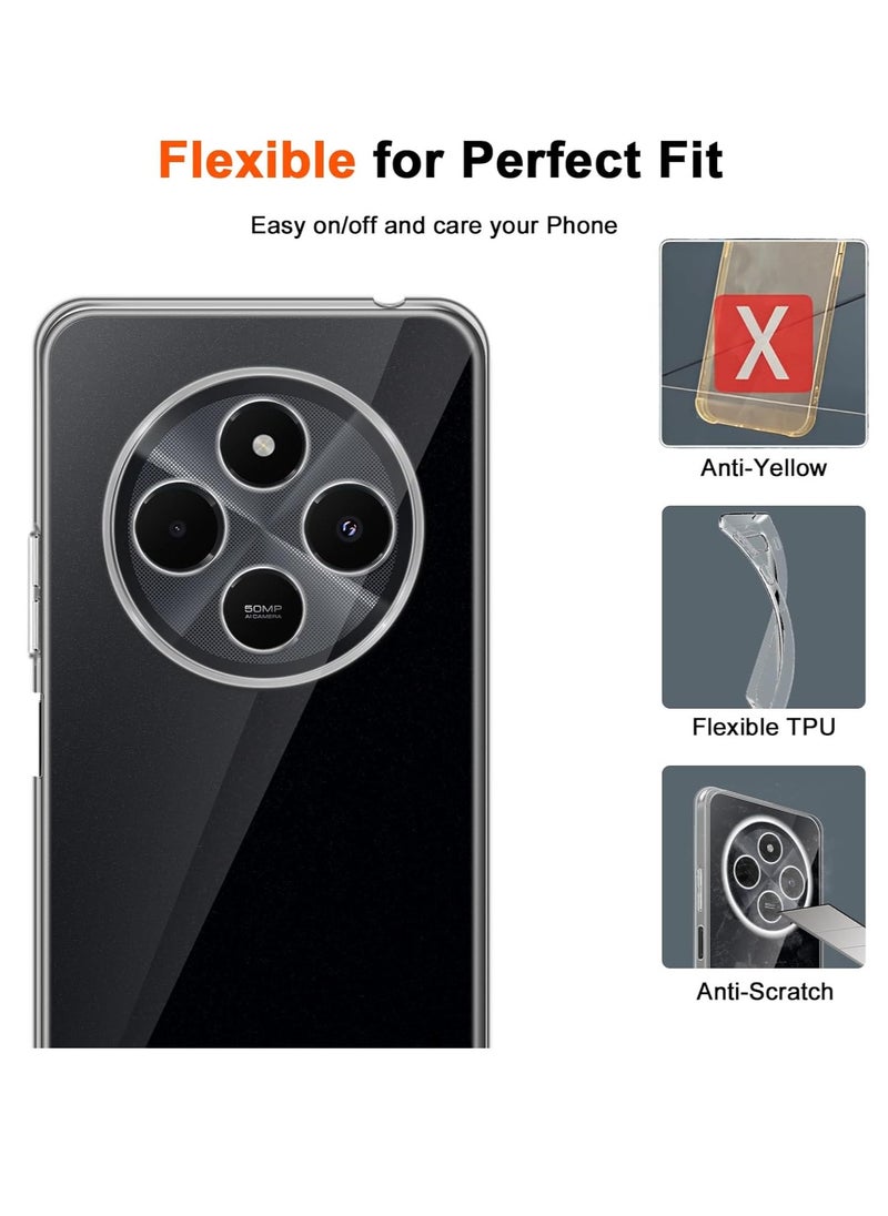 Case for Xiaomi Poco C75/Redmi 14C/Redmi A4, TPU Case Scratch-Resistant Soft Ultra Thin Transparent Bumper Scratch-Resistant Shockproof Back Cover Mobile Phone Case, Transparent TPU Protective