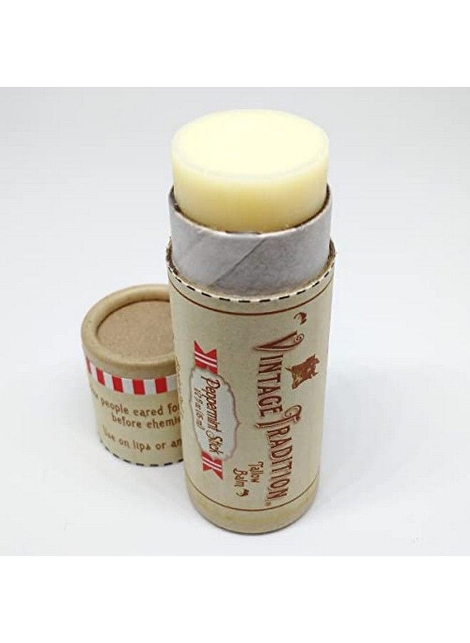 vintage tradition - أنبوب زبدة الشفاه المرطبة من شحم البقر مع زيت النعناع العطري يرطب ويهدئ الشفاه الجافة بلسم شحم البقر المغذي بالعشب بحجم 0.5 أونصة سائلة. - Image 1