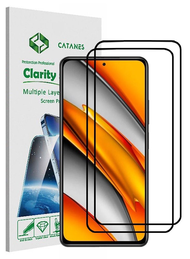 CATANES 2 Pack For Xiaomi Poco F3 Screen Protector Tempered Glass Full Glue Back - Image 1