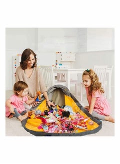 SYOSI Toy Storage Organizer and Play Mat - Toy Basket toy storage bags for Toy Bricks, Spiral Wire Inside for Stand Up Straight with 59" Washable Drawstring Play Mat, 10-Gallon (With Mat, Dinosaur - B)  - Image 4