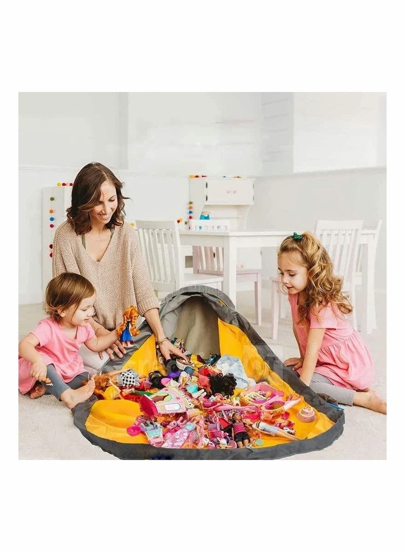 SYOSI Toy Storage Organizer and Play Mat - Toy Basket toy storage bags for Toy Bricks, Spiral Wire Inside for Stand Up Straight with 59" Washable Drawstring Play Mat, 10-Gallon (With Mat, Dinosaur - B) - Image 4