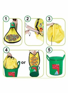 SYOSI Toy Storage Organizer and Play Mat - Toy Basket toy storage bags for Toy Bricks, Spiral Wire Inside for Stand Up Straight with 59" Washable Drawstring Play Mat, 10-Gallon (With Mat, Dinosaur - B)  - Image 2