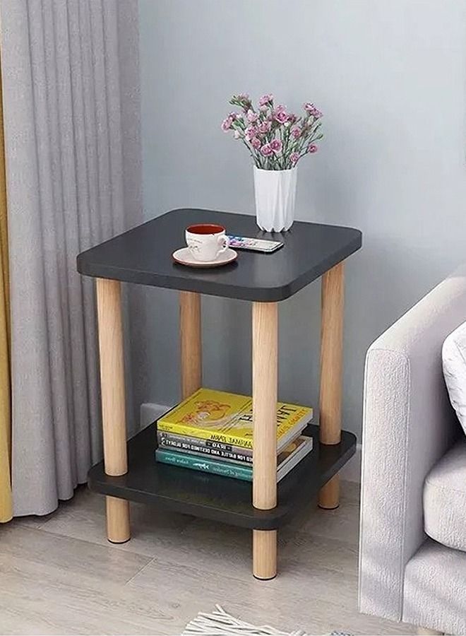 fashionhome طاولة جانبية حديثة بطبقتين لغرفة المعيشة وغرفة النوم 40 × 40 × 53 سم - Image 1