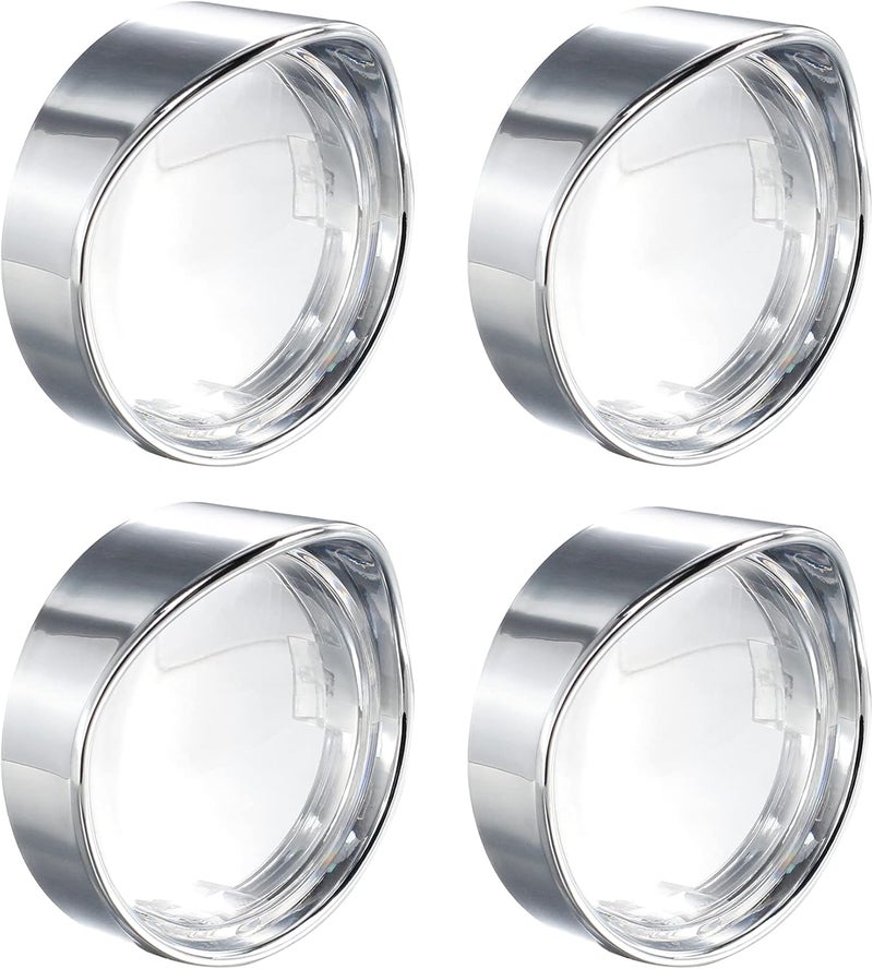 NTHREEAUTO 4PCS Clear Bullet Turn Signals Lens Cover with Chrome Visor Bezels Compatible with Harley Dyna Sportster Road King Street Glide Softail Fatboy - Image 1