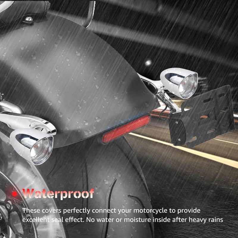 NTHREEAUTO 4PCS Clear Bullet Turn Signals Lens Cover with Chrome Visor Bezels Compatible with Harley Dyna Sportster Road King Street Glide Softail Fatboy - Image 3