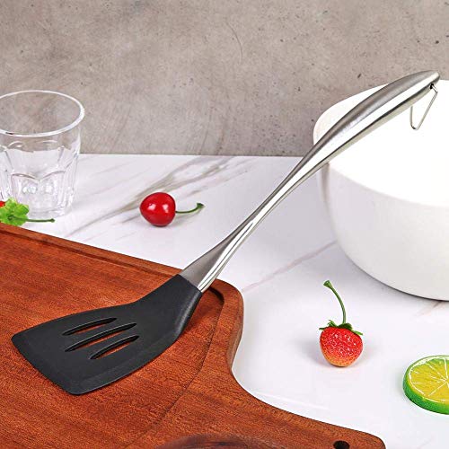 Baskety Silicone Slotted Turner with Stainless Steel Handle, Pancake Spatula, Scratch-Resistant Kitchen Utensil for Nonstick Cookware & Cast Iron Skillets Mix Pack of 2 - Image 5