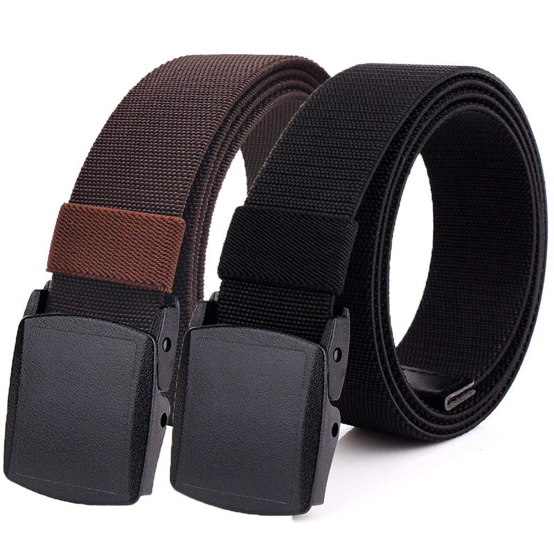 HOANAN 2-Pack Elastic Stretch Belt, Menâ€™s All Size No Metal Nylon Tactical Hiking Belt (Fit up to 42", Blackcoffee) - Image 1