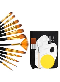 Zibuyu ZIBUYU® Painting Brushes Set Kit Artists Paint Brushes for Acrylic Watercolor Oil Painting Brushes Soft Nylon Hairs-Free Professional Paint Brushes with Case, Palette & Sponge - 17 Pieces  - Image 1