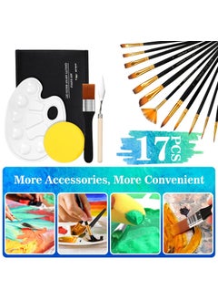 Zibuyu ZIBUYU® Painting Brushes Set Kit Artists Paint Brushes for Acrylic Watercolor Oil Painting Brushes Soft Nylon Hairs-Free Professional Paint Brushes with Case, Palette & Sponge - 17 Pieces  - Image 3