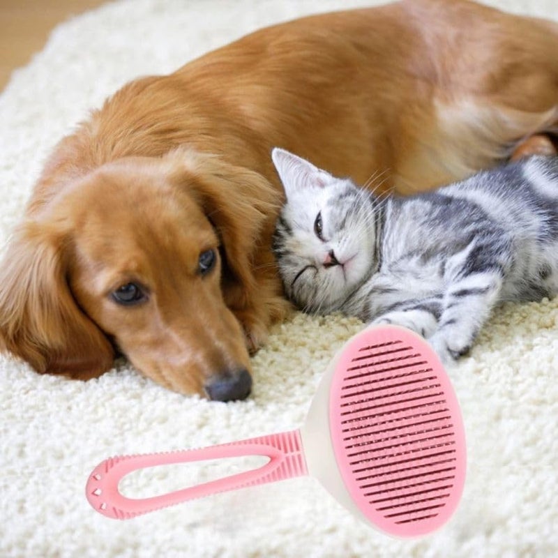 HOMETIC Pet Grooming Shedding Brush for Dogs and Cats Easy to Remove Loose Undercoat, Pet Massaging Tool Suitable for Pets with Long or Short Hair (Pink) - Image 5