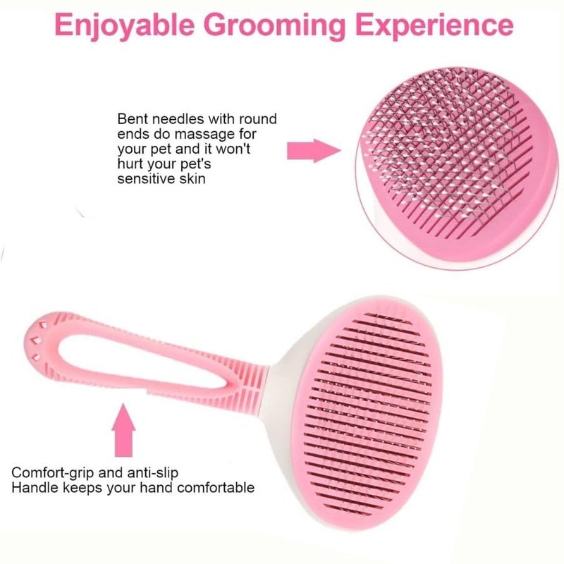 HOMETIC Pet Grooming Shedding Brush for Dogs and Cats Easy to Remove Loose Undercoat, Pet Massaging Tool Suitable for Pets with Long or Short Hair (Pink) - Image 3