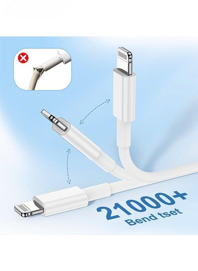 كيبل لايتنينج معتمد من ام اف اي - شاحن ايفون بطول 3 قدم من لايتنينج الى USB A متوافق مع ايفون 14 13 12 SE 2020 11 Xs ماكس XR X 8 7 6S 6 بلس 5S ايباد برو ايبود ايربودز - ابيض - Image 4