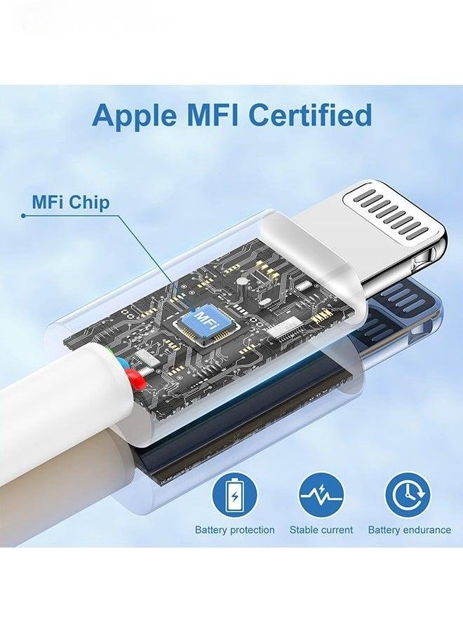 كيبل لايتنينج معتمد من ام اف اي - شاحن ايفون بطول 3 قدم من لايتنينج الى USB A متوافق مع ايفون 14 13 12 SE 2020 11 Xs ماكس XR X 8 7 6S 6 بلس 5S ايباد برو ايبود ايربودز - ابيض - Image 2