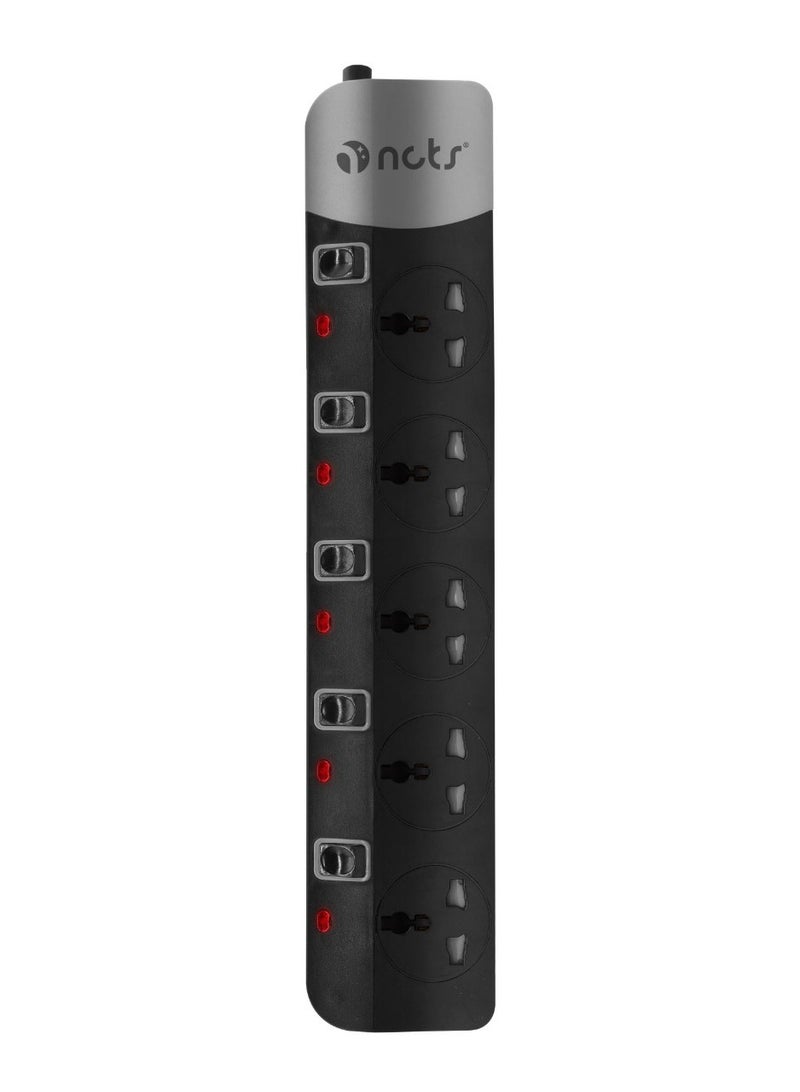 NCTS NCTS 5125B QFLUX SERIES 5WAY Universal extension socket, overload protection, Cable length:1.8M, Child resistant safety covers, EU plug top, Surge Protector,1 Year Warranty (EU PLUG) 