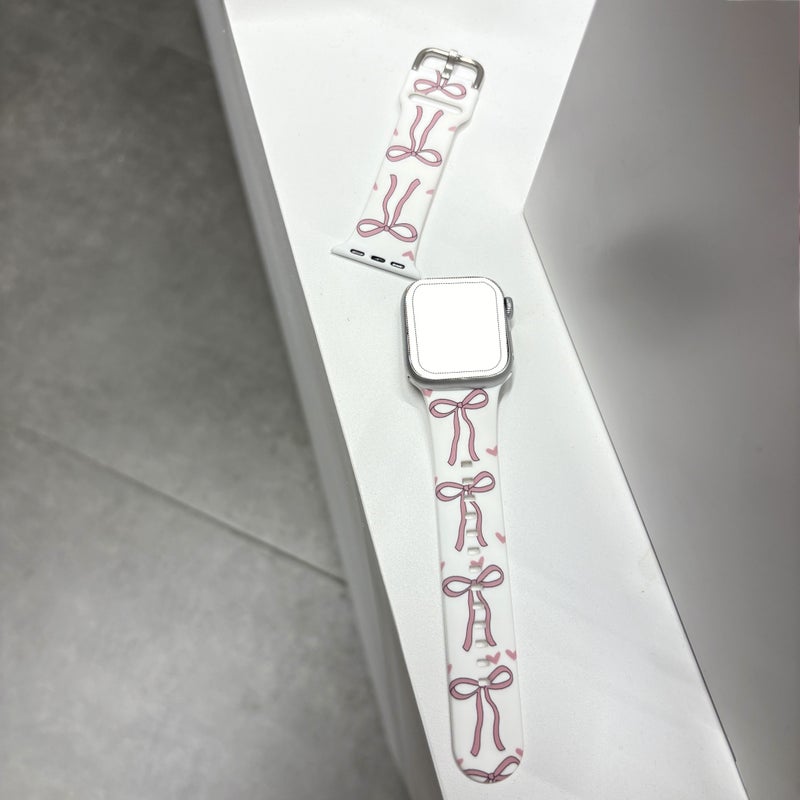 Ivory White Heart Bow Silicone Band Compatible Apple Watch 38 40 41mm - Image 4