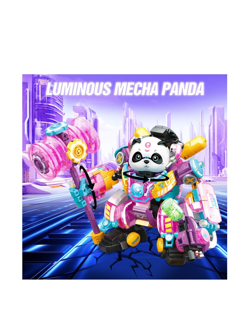 Excefore Panda Building Blocks Set, 618 pcs Luminous Friends Animals Micro Mini Mecha Building Bricks Kit, Cute Animal Figures Toy for Adults and Kids, Party Favor for Boys Girls Aged 6+  - Image 5