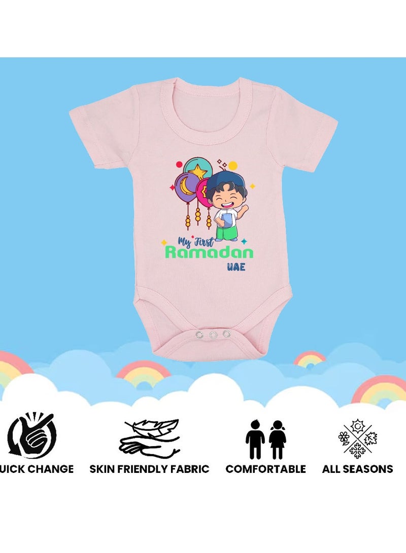 PRINTSHOP4ME My First Ramadan UAE Printed Outfit - Romper for Newborn Babies - Short Sleeve Cotton Baby Romper for Baby Boys - Celebrate Baby's First Ramadan in Style  - Image 5