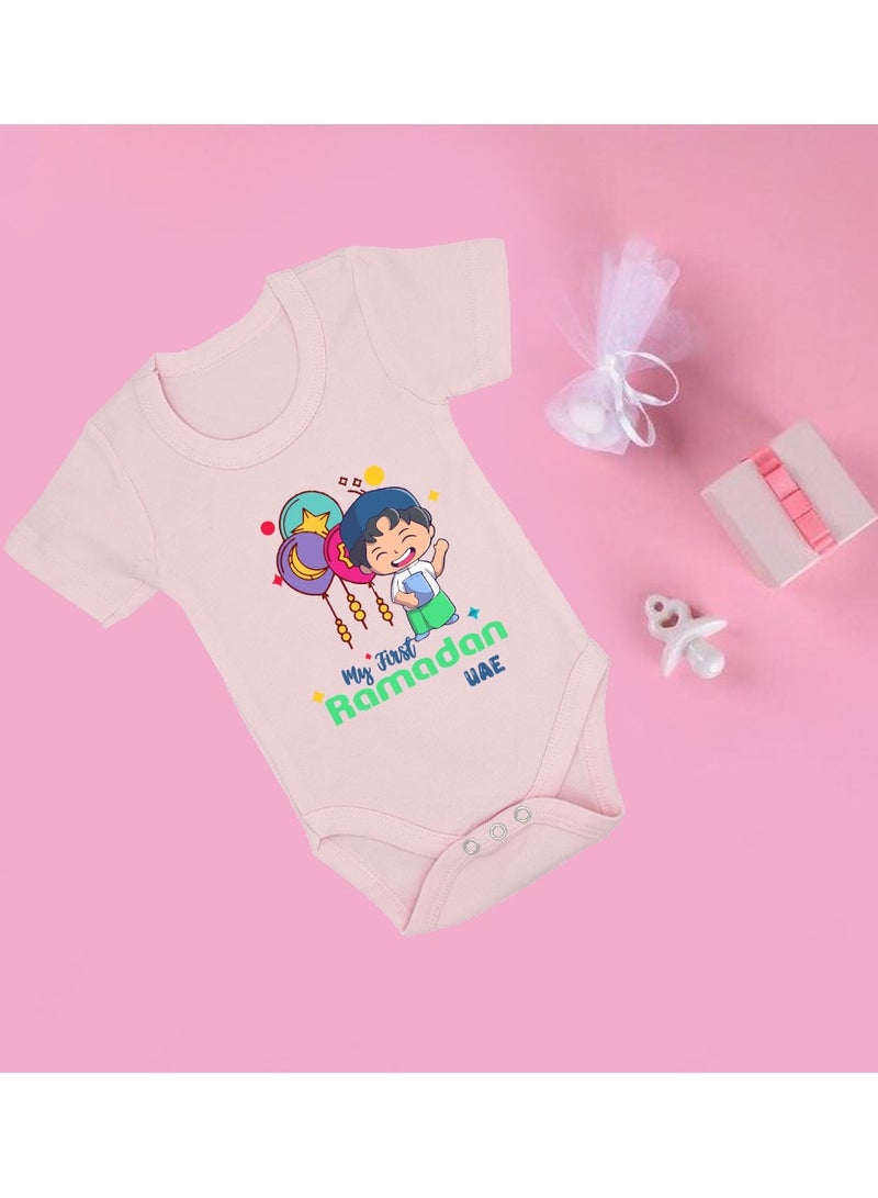 PRINTSHOP4ME My First Ramadan UAE Printed Outfit - Romper for Newborn Babies - Short Sleeve Cotton Baby Romper for Baby Boys - Celebrate Baby's First Ramadan in Style  - Image 3