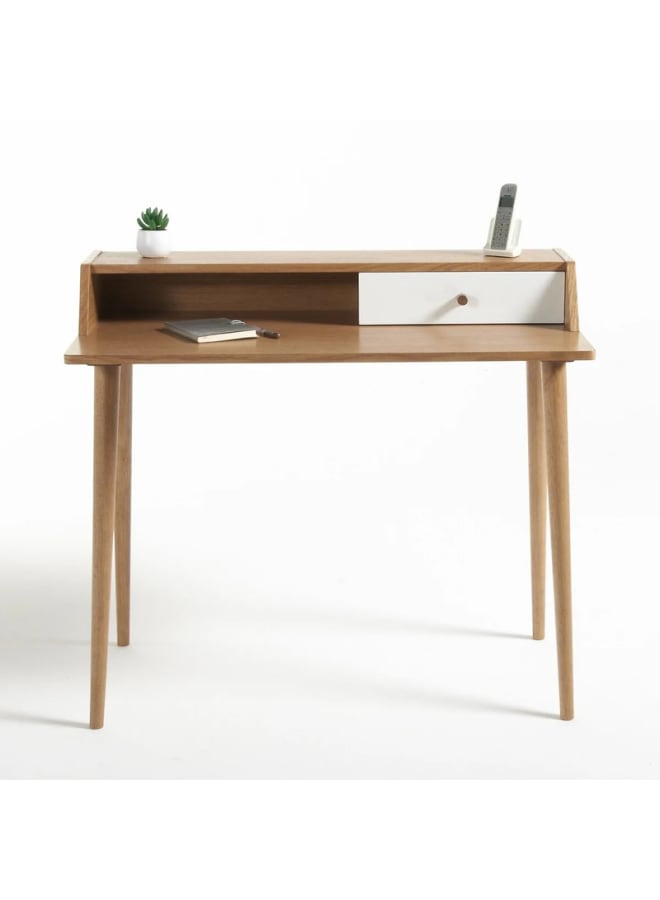 Retro Modern desk 100 cm - white x beige - Image 2