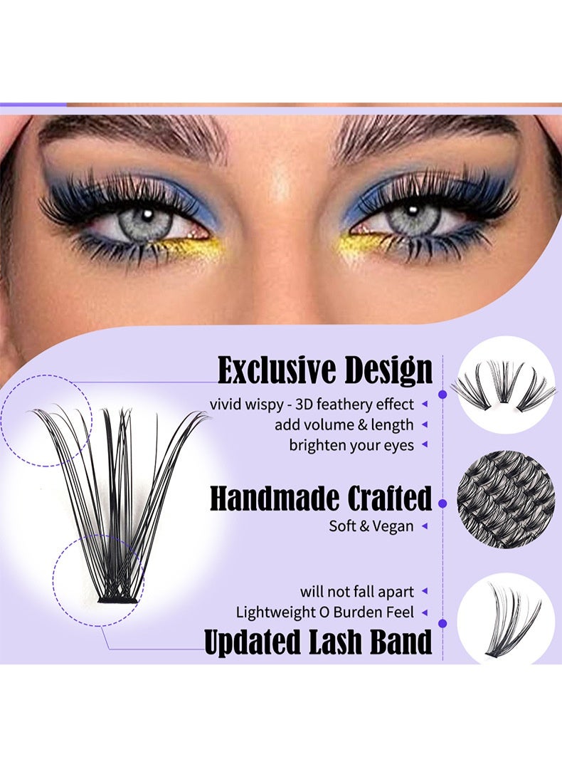 Gecomo 280 Pcs Lash Clusters, Lash Adhesive Glue & Lash Tweezer Set Eyelash Extensions Wispy False Eyelashes Lash Clusters DIY Eyelash Extensions Individual False Eyelashes for Women - Image 4