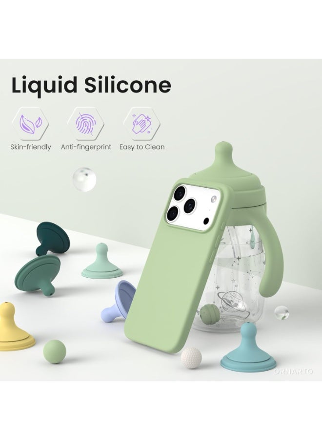 ACLIX Silicone Case Compatible with iPhone 17 Pro Max, Slim Liquid Silicone Phone Case with 3-Layer Soft Rubber Shockproof Bumper with TPU Lining (Matcha) - Image 2