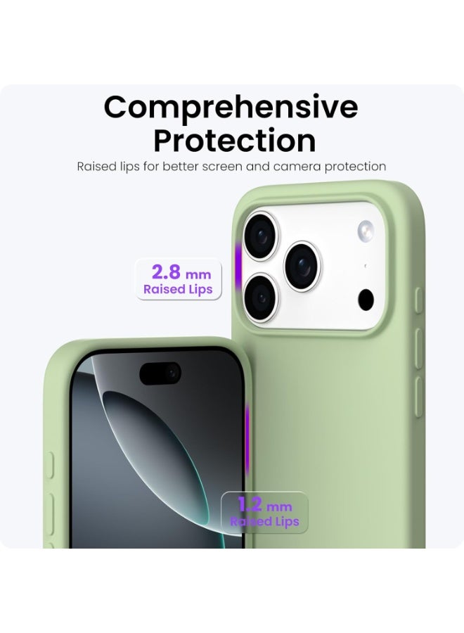 ACLIX Silicone Case Compatible with iPhone 17 Pro Max, Slim Liquid Silicone Phone Case with 3-Layer Soft Rubber Shockproof Bumper with TPU Lining (Matcha) - Image 4