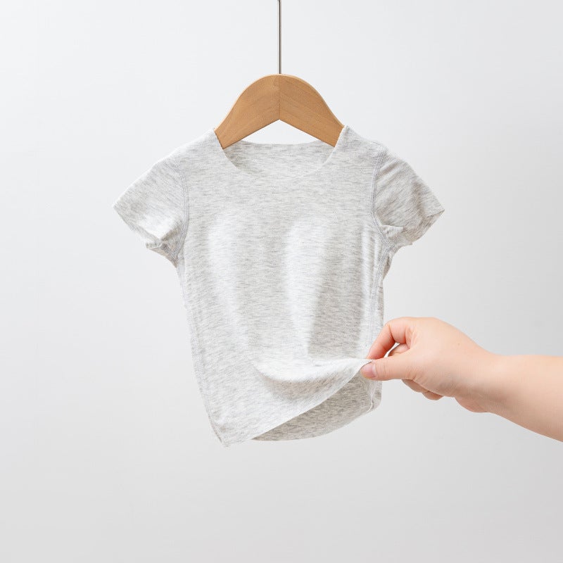 Children'S Short-Sleeved Summer Thin Modal Children'S Ice Silk Top Boys' Breathable T-Shirt Teenagers Base Shirt - Image 1