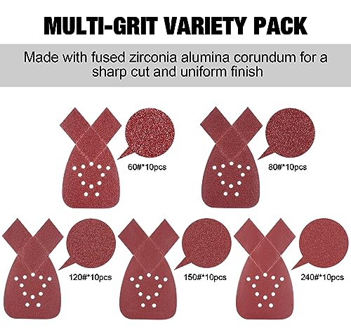 S SATC وسادات صنفرة الفأرة S SATC 50 قطعة مع 3 نصائح إضافية 60/80/120/150/240 حبيبات متنوعة - Image 5
