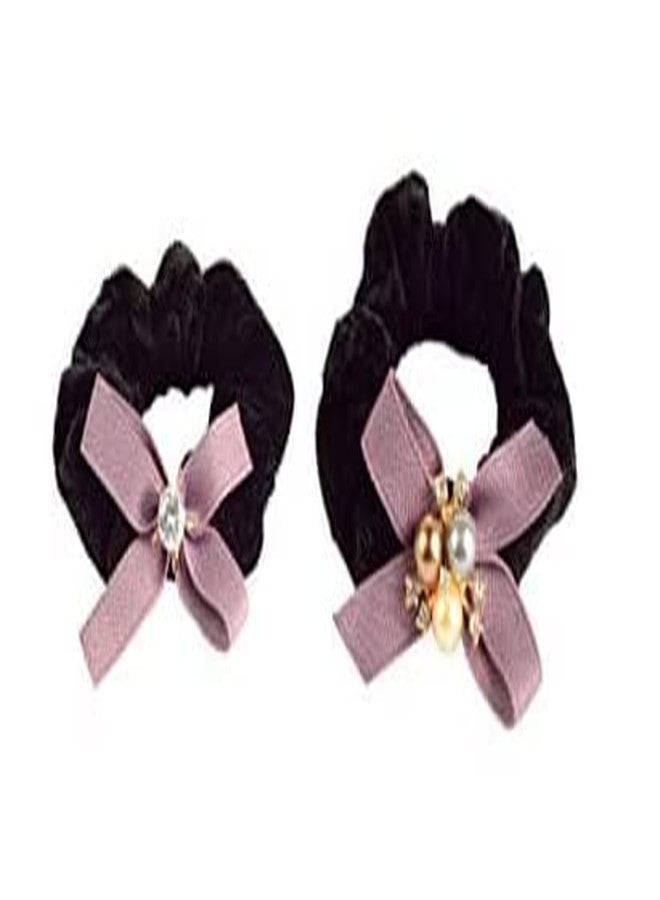 STRIPES® essentials Any 8 Pcs Fashion Velvet Scrunchies For Women and Girls, Crystal Hair Band For Women, Ponytail Holder, Rubber Band, Large Scurnchies, Fluffy Scrunchies, Girls Hair Accessories - Pack of 8 pcs - Image 5
