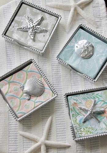 Mariposa Scallop Shell Beaded Napkin Box - Image 2