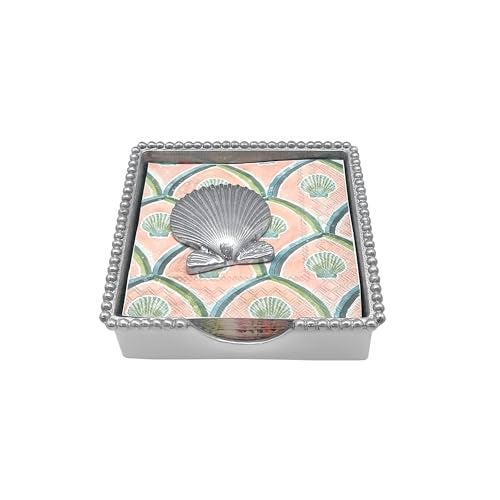 Mariposa Scallop Shell Beaded Napkin Box - Image 1