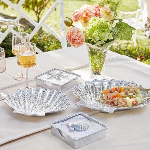 Mariposa Scallop Shell Beaded Napkin Box - Image 5