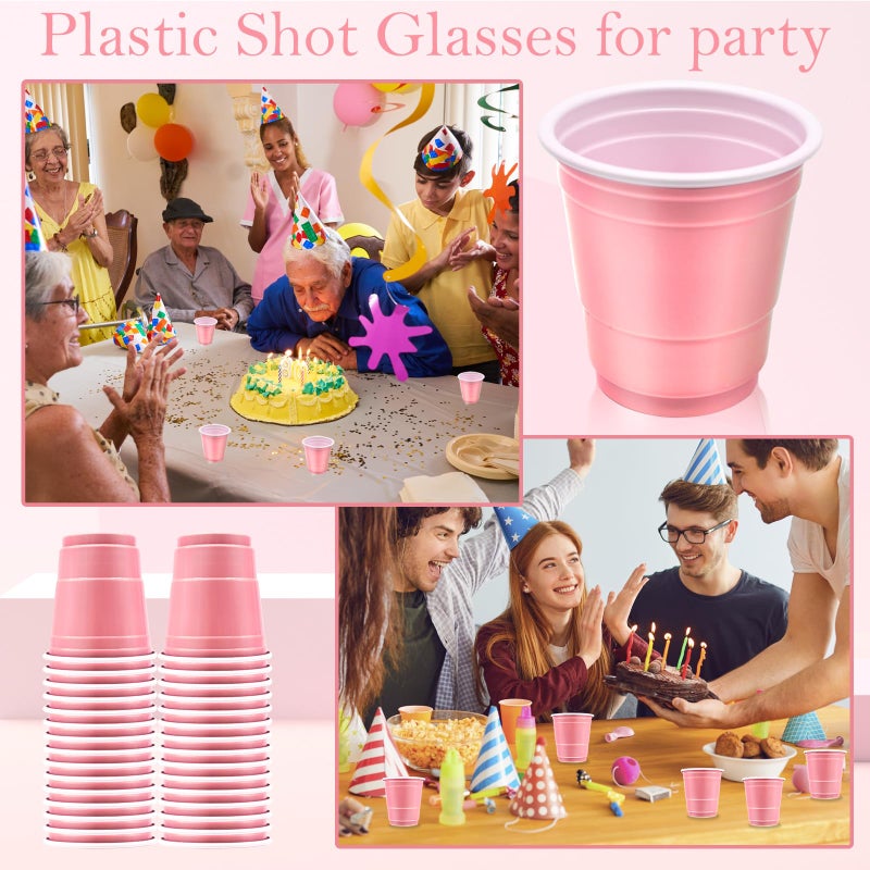 Yaure Joy 30 Pcs Disposable 2Oz Shot Glasses Plastic Cups For Wedding  Graduation Party  Beer Sample Taste Serving  Birthday (Light Pink) - Image 3