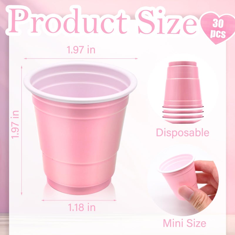 Yaure Joy 30 Pcs Disposable 2Oz Shot Glasses Plastic Cups For Wedding  Graduation Party  Beer Sample Taste Serving  Birthday (Light Pink) - Image 2