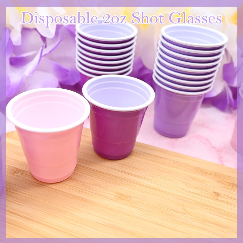 Yaure Joy 30 Pcs Disposable 2Oz Shot Glasses Plastic Cups For Wedding  Graduation Party  Beer Sample Taste Serving  Birthday (Light Pink) - Image 4
