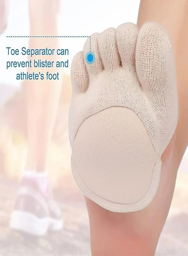CRULAC Five Finger Socks, Toe Socks for Women, Invisible Liner Toe Topper Socks For High Heels, Sandals, Flats Boots, 1 Pair, Beige - Image 4