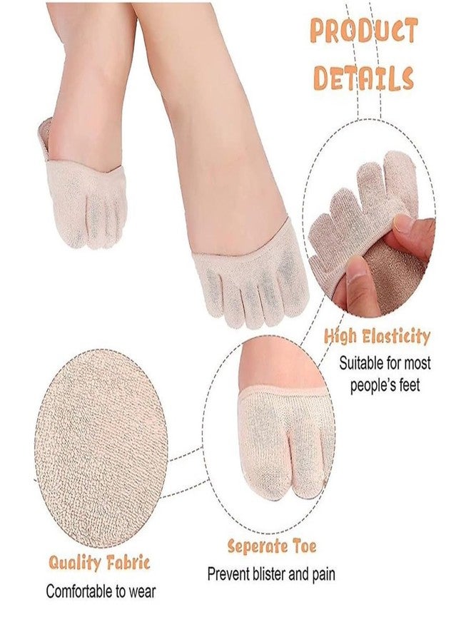 CRULAC Five Finger Socks, Toe Socks for Women, Invisible Liner Toe Topper Socks For High Heels, Sandals, Flats Boots, 1 Pair, Beige - Image 2