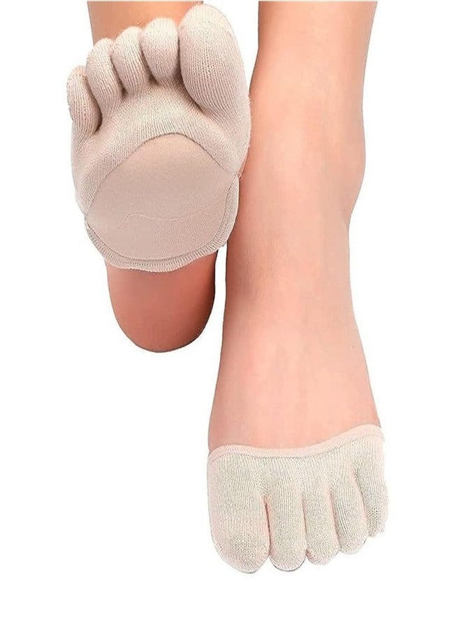 CRULAC Five Finger Socks, Toe Socks for Women, Invisible Liner Toe Topper Socks For High Heels, Sandals, Flats Boots, 1 Pair, Beige - Image 1