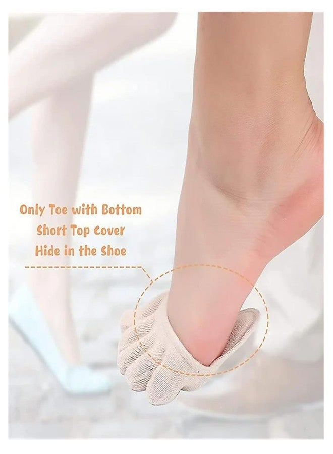 CRULAC Five Finger Socks, Toe Socks for Women, Invisible Liner Toe Topper Socks For High Heels, Sandals, Flats Boots, 1 Pair, Beige - Image 5