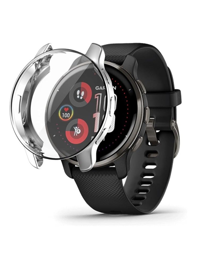 Case Cover Compatible with Garmin Venu 2 Plus Watch Case Screen Protector, All-Around Protective Case Soft TPU Bumper for Garmin Venu 2 Plus Accessories (Silver) - Image 1