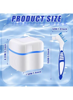 Patelai 2 Denture Cases Denture Bath Cups With 2 Denture Cleaner Brushes Retainer Cleaner Case Dentures Container Travel Retainer Case Braces Pacifier Storage  - Image 2