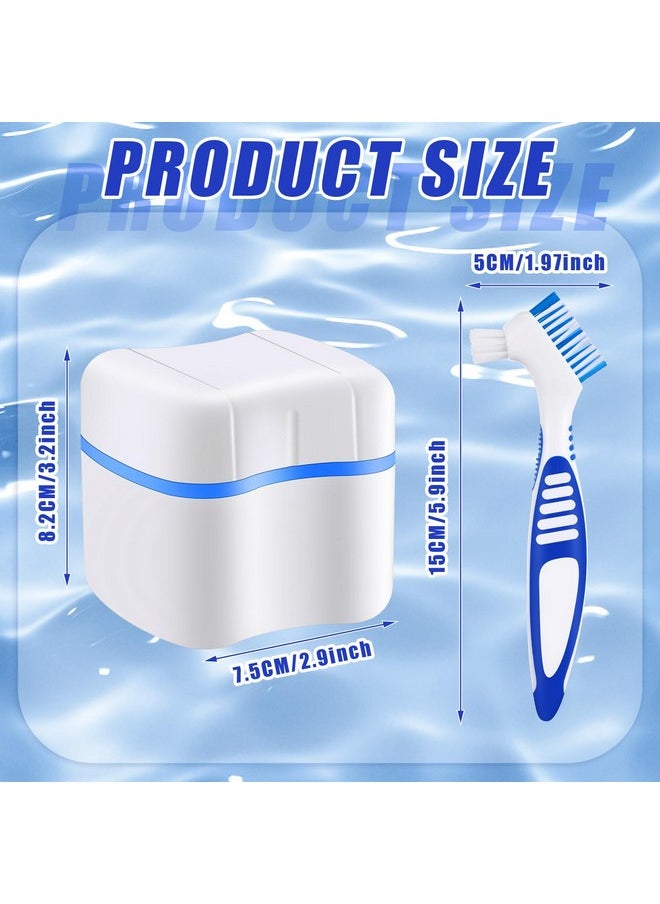 Patelai - 2 Denture Cases Denture Bath Cups With 2 Denture Cleaner Brushes Retainer Cleaner Case Dentures Container Travel Retainer Case Braces Pacifier Storage - Image 1