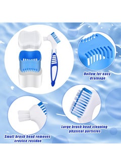 Patelai 2 Denture Cases Denture Bath Cups With 2 Denture Cleaner Brushes Retainer Cleaner Case Dentures Container Travel Retainer Case Braces Pacifier Storage  - Image 3
