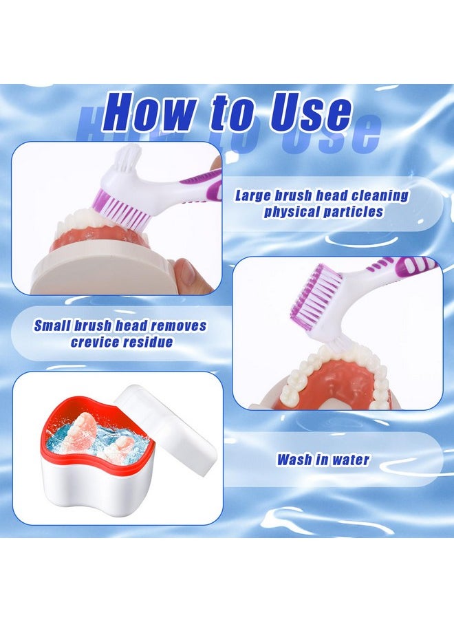 Patelai - 2 Denture Cases Denture Bath Cups With 2 Denture Cleaner Brushes Retainer Cleaner Case Dentures Container Travel Retainer Case Braces Pacifier Storage - Image 1